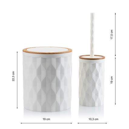 Set da bagno REINA 5 pz bianco/marrone