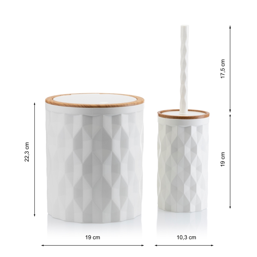 Set da bagno REINA 5 pz bianco/marrone