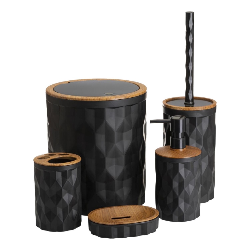 Set da bagno REINA 5 pz nero/marrone