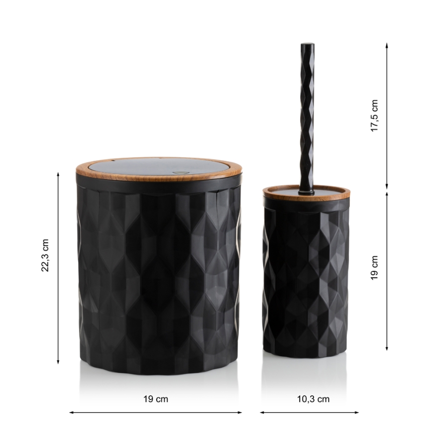 Set da bagno REINA 5 pz nero/marrone