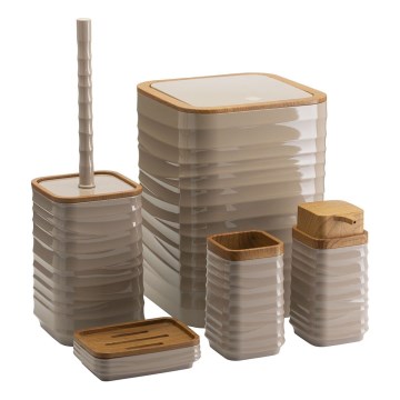 Set da bagno WAVE 5 pz beige/marrone