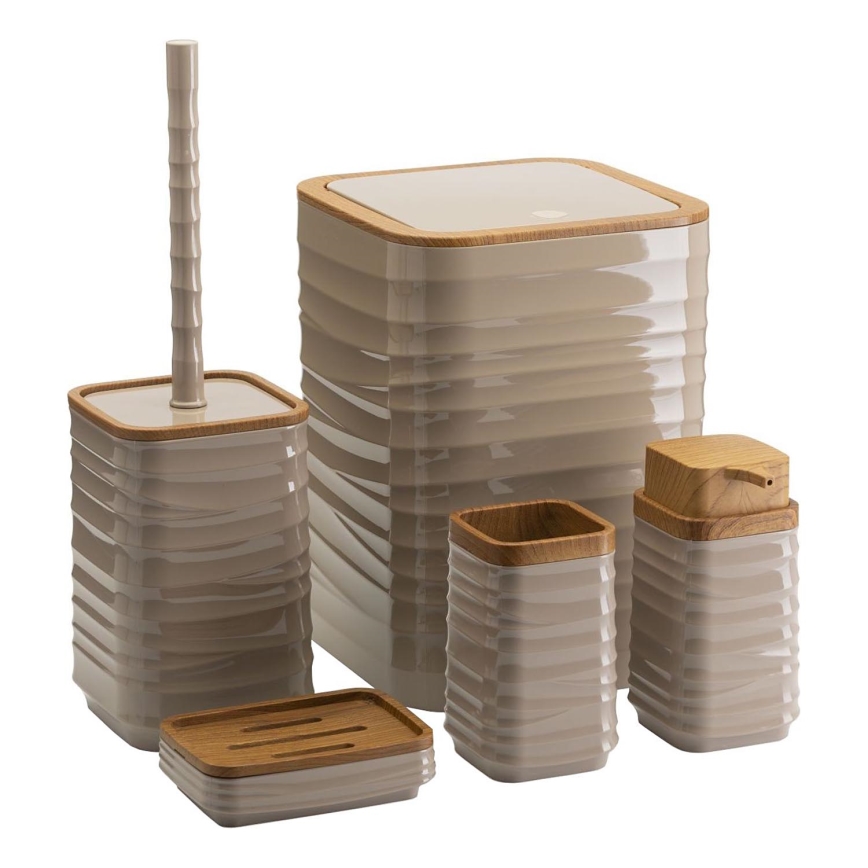Set da bagno WAVE 5 pz beige/marrone