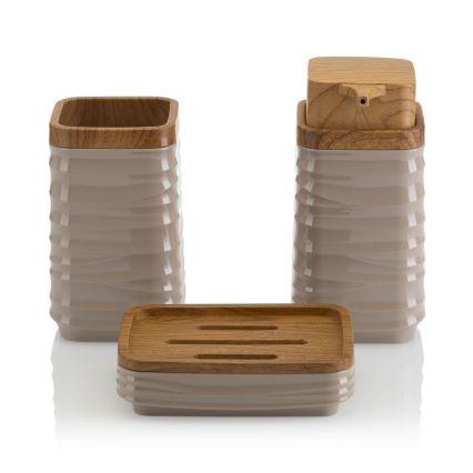 Set da bagno WAVE 5 pz beige/marrone