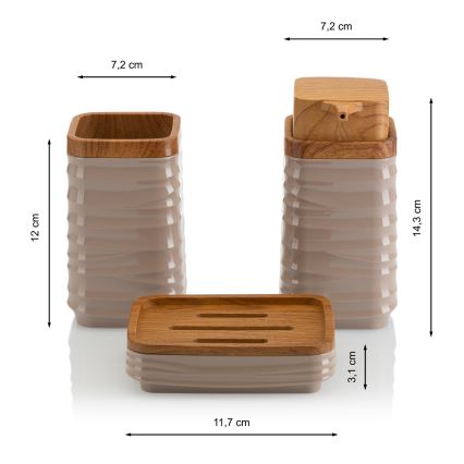 Set da bagno WAVE 5 pz beige/marrone