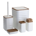 Set da bagno WAVE 5 pz bianco/marrone