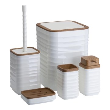 Set da bagno WAVE 5 pz bianco/marrone