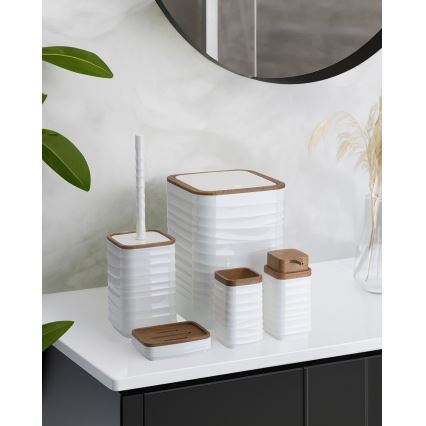 Set da bagno WAVE 5 pz bianco/marrone