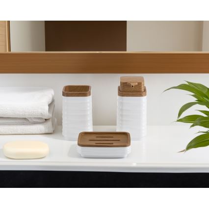 Set da bagno WAVE 5 pz bianco/marrone