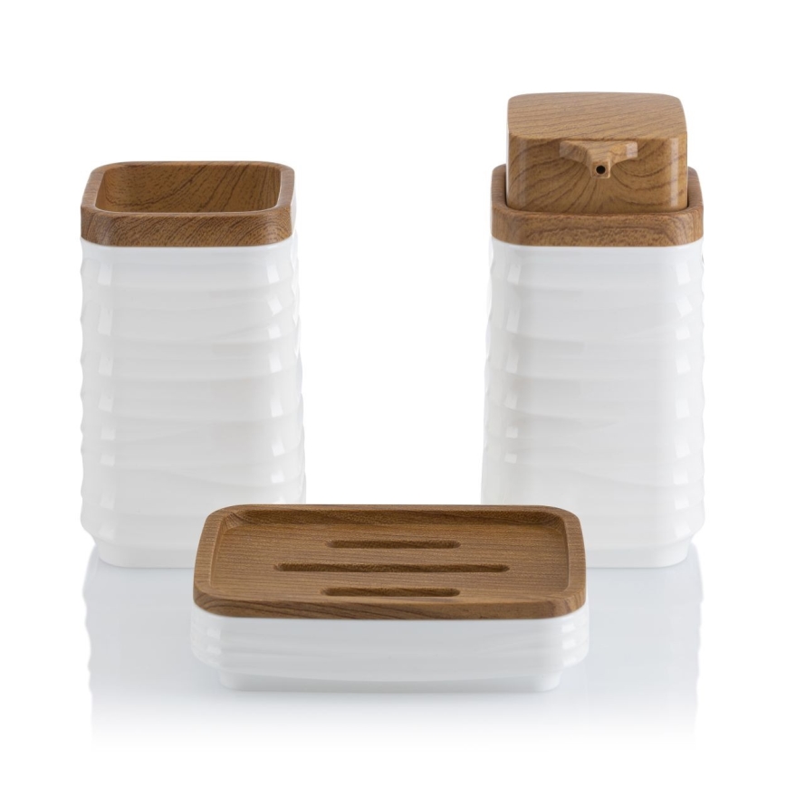 Set da bagno WAVE 5 pz bianco/marrone