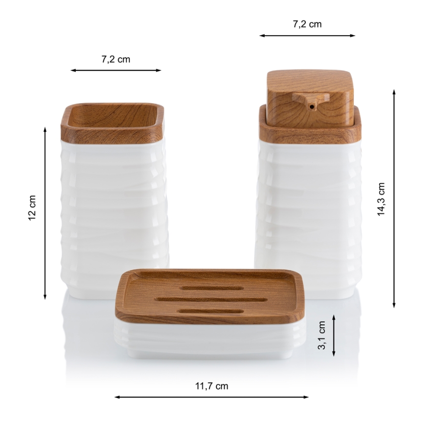 Set da bagno WAVE 5 pz bianco/marrone