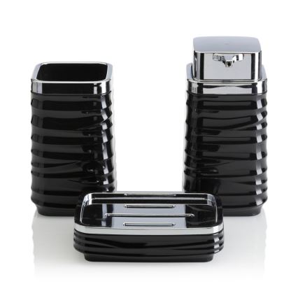 Set da bagno WAVE 5 pz nero/cromo lucido