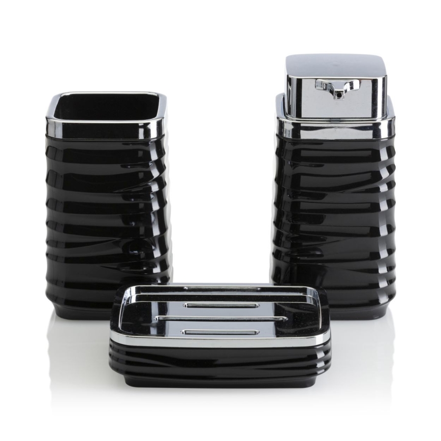 Set da bagno WAVE 5 pz nero/cromo lucido