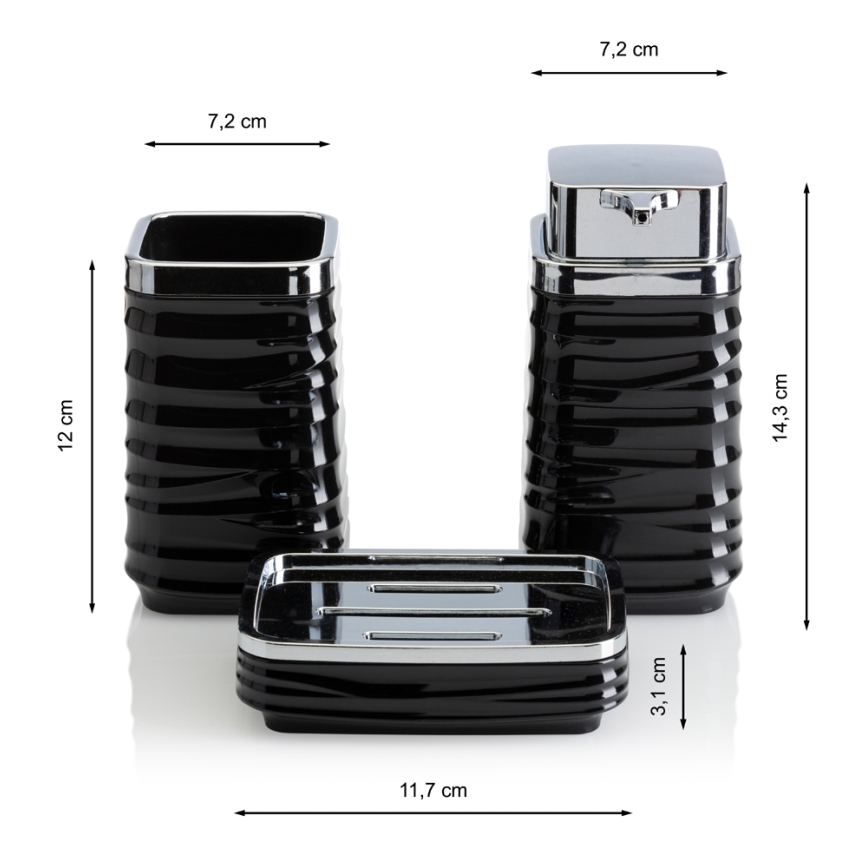 Set da bagno WAVE 5 pz nero/cromo lucido
