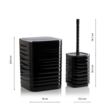 Set da bagno WAVE 5 pz nero/cromo lucido