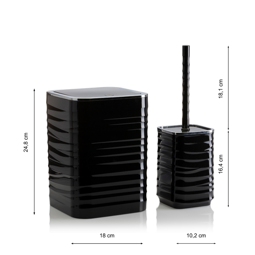 Set da bagno WAVE 5 pz nero/cromo lucido