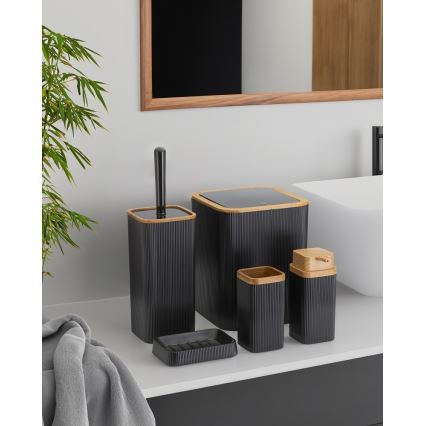 Set da bagno ZOYA 5 pz nero/marrone