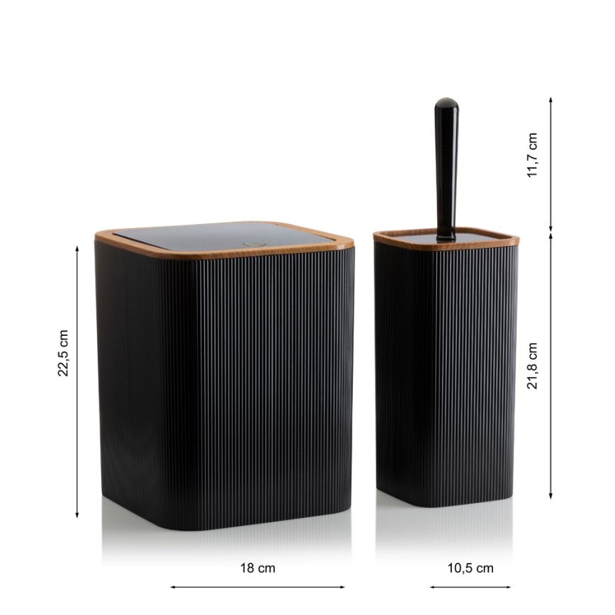 Set da bagno ZOYA 5 pz nero/marrone