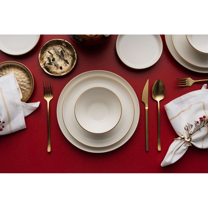 Set da tavola 16 pezzi beige/oro in porcellana