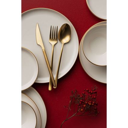 Set da tavola 16 pezzi beige/oro in porcellana