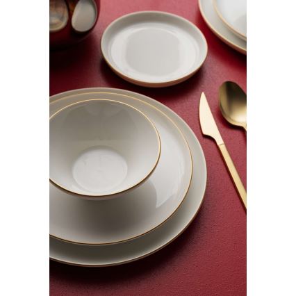 Set da tavola 16 pezzi beige/oro in porcellana