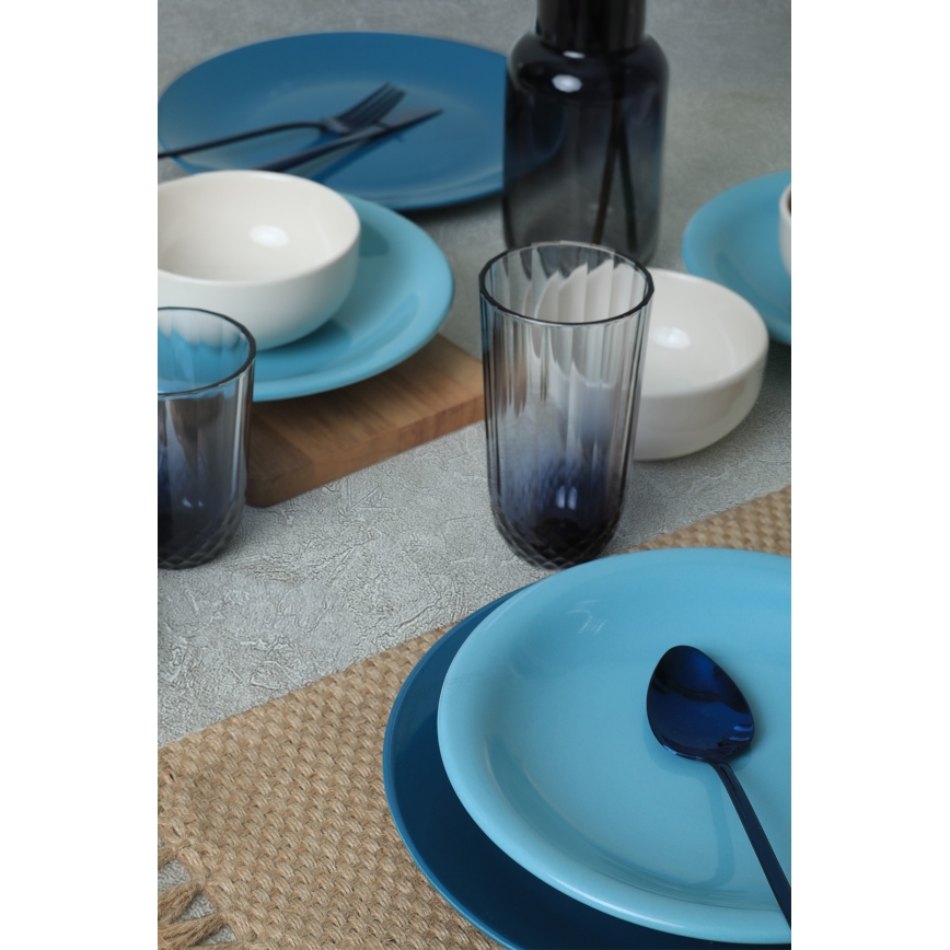 Set da tavola 18 pezzi, blu/bianco, in ceramica