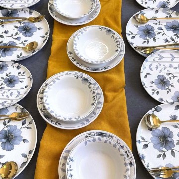 Set da tavola 24 pezzi bianco/blu/ceramica