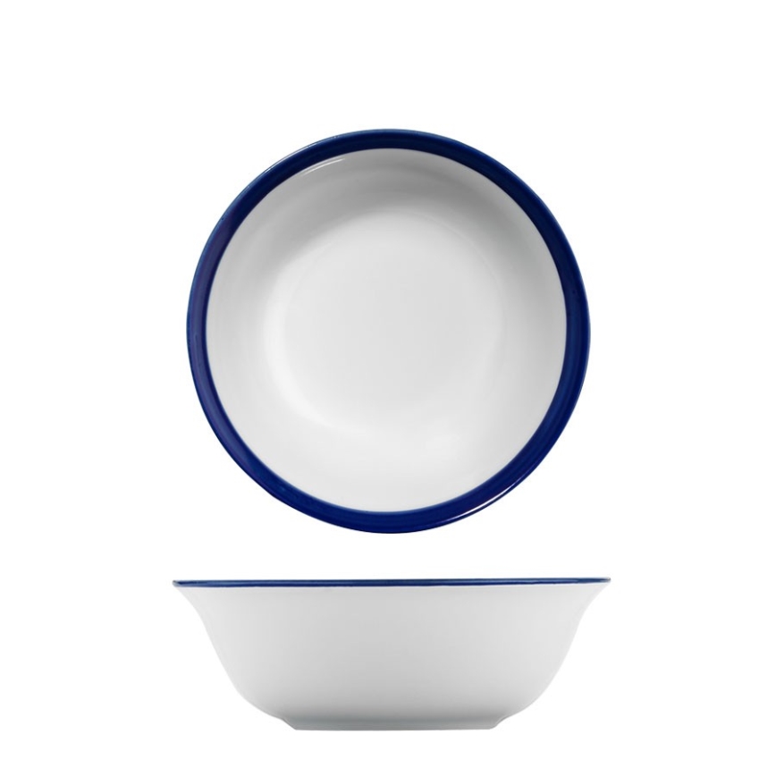 Set da tavola 24 pezzi, bianco/blu, in porcellana