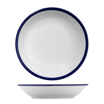 Set da tavola 24 pezzi, bianco/blu, in porcellana