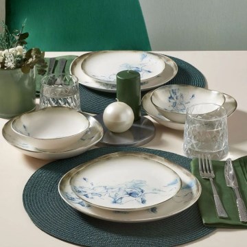 Set da tavola 24 pezzi bianco/blu/porcellana