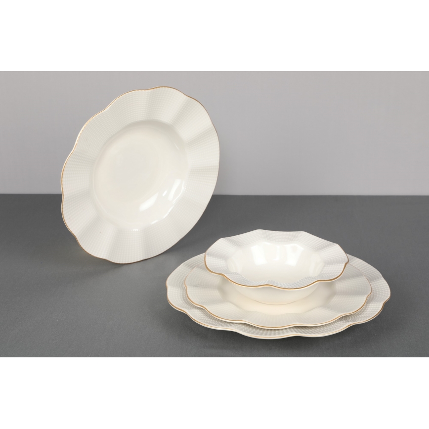 Set da tavola 24 pezzi bianco/oro/porcellana
