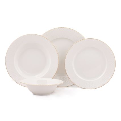 Set da tavola 24 pezzi bianco/oro/porcellana