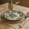 Set da tavola 24 pezzi, bianco/verde, in porcellana