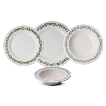 Set da tavola 24 pezzi bianco/verde/porcellana