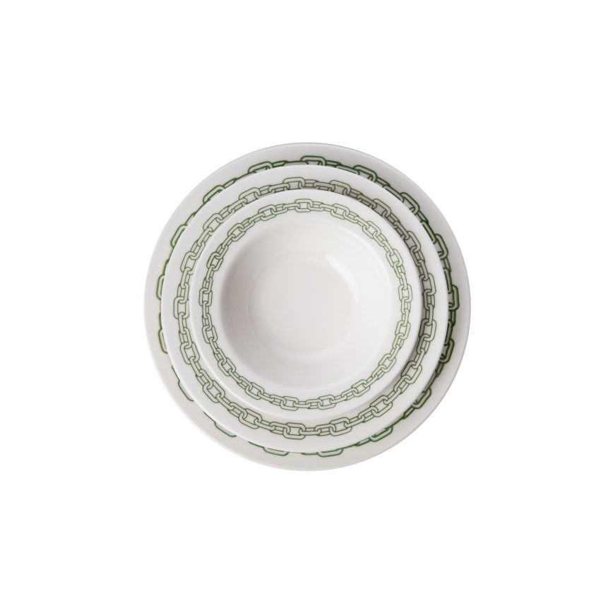 Set da tavola 24 pezzi bianco/verde/porcellana