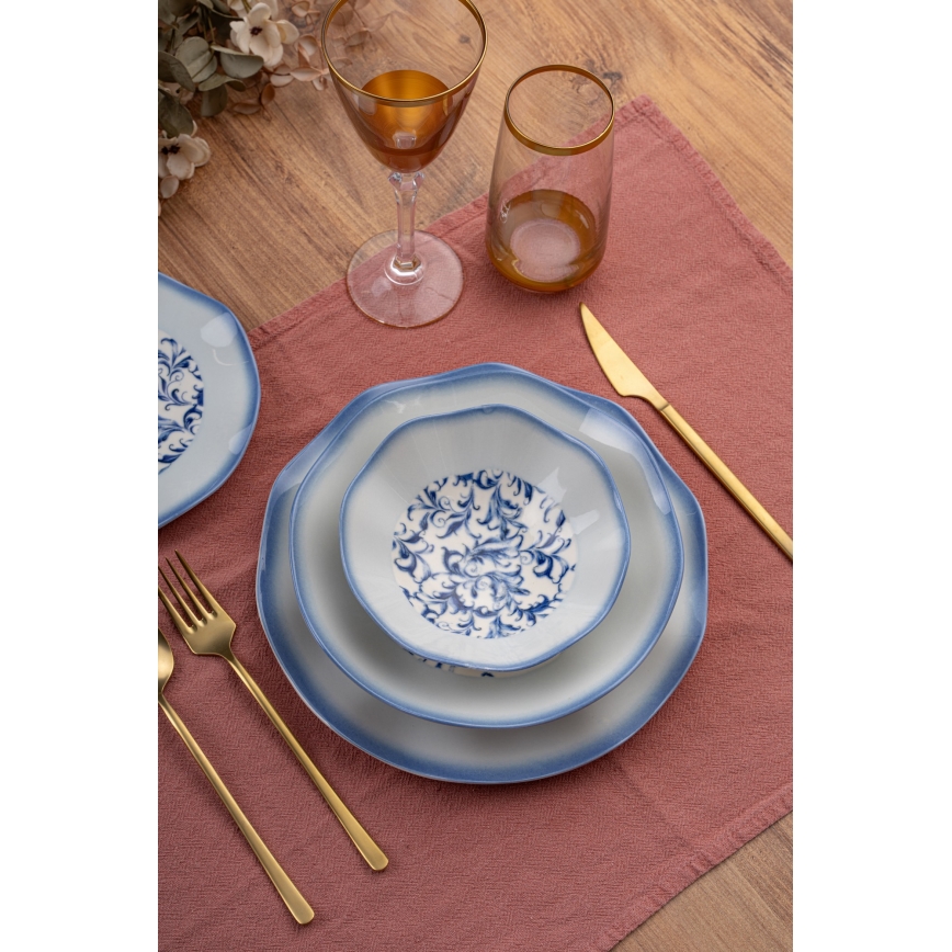 Set da tavola 24 pezzi blu/porcellana
