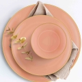 Set da tavola 24 pezzi color salmone e oro, in ceramica