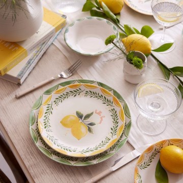 Set da tavola 24 pezzi giallo/bianco/verde/porcellana