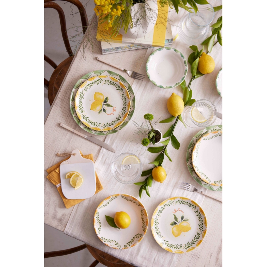 Set da tavola 24 pezzi giallo/bianco/verde/porcellana