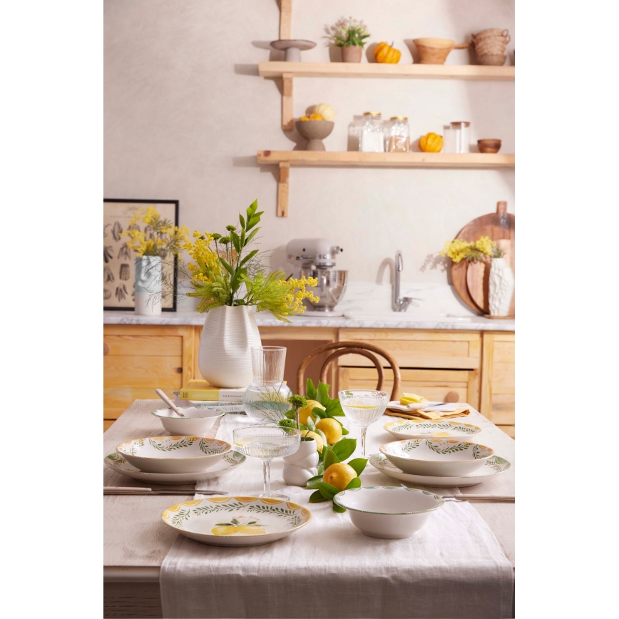 Set da tavola 24 pezzi giallo/bianco/verde/porcellana