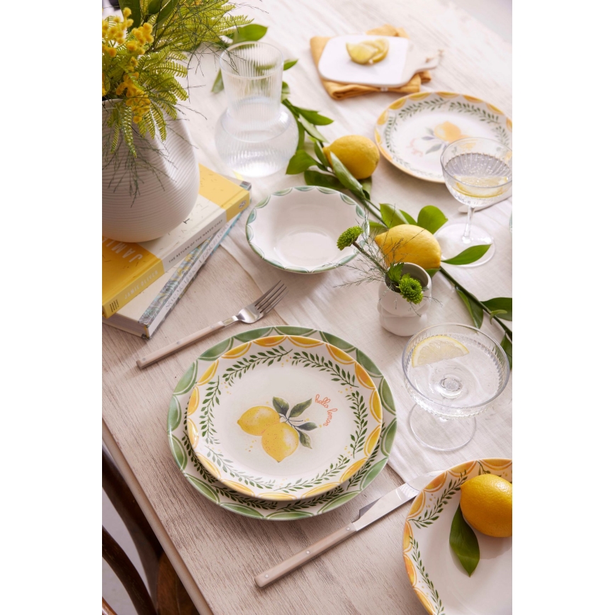 Set da tavola 24 pezzi giallo/bianco/verde/porcellana
