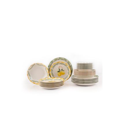 Set da tavola 24 pezzi giallo/bianco/verde/porcellana