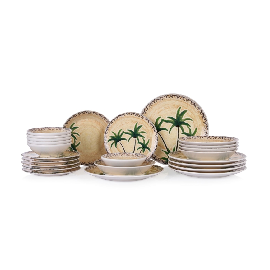 Set da tavola 24 pezzi in ceramica, multicolore