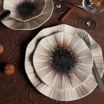 Set da tavola 24 pezzi marrone/porcellana