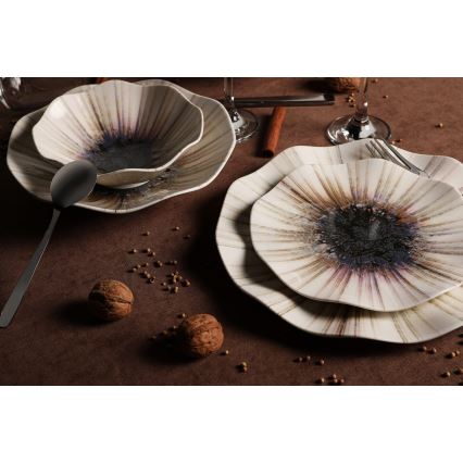 Set da tavola 24 pezzi marrone/porcellana