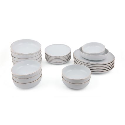 Set da tavola 24 pezzi, porcellana bianca con dettagli oro