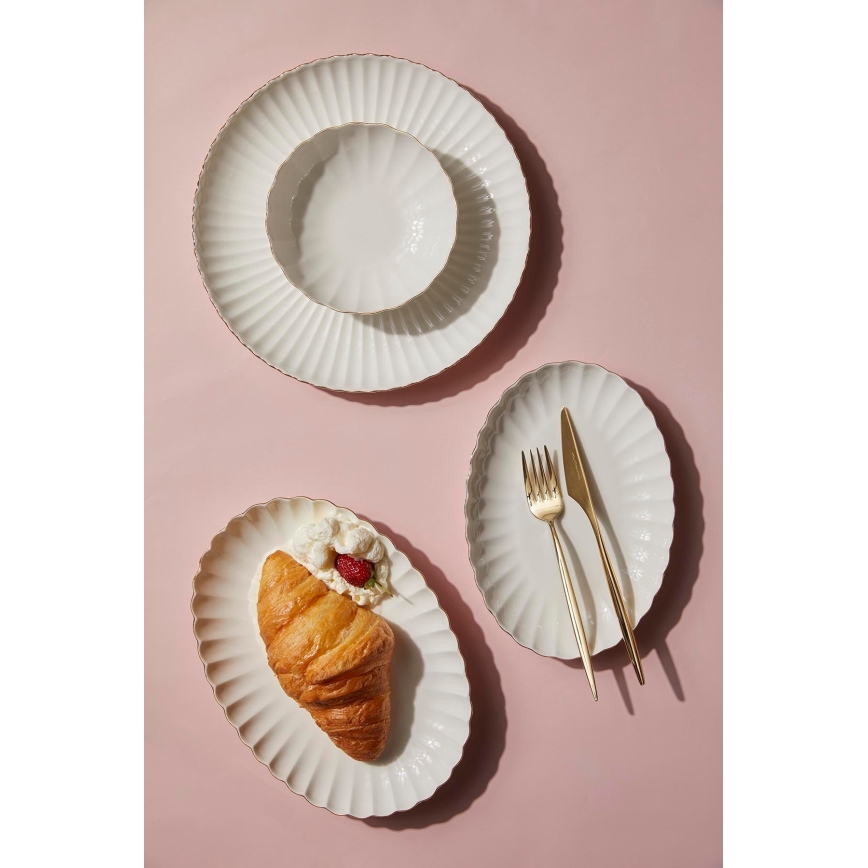 Set da tavola 27 pezzi — bianco/oro, in porcellana