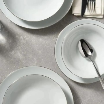 Set da tavola 8 pezzi, bianco/argento, in porcellana