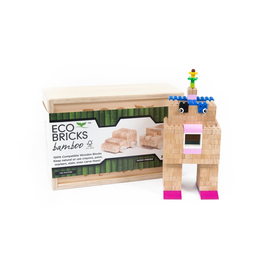 Set de construction en bois ECO BRICKS — 145 pièces