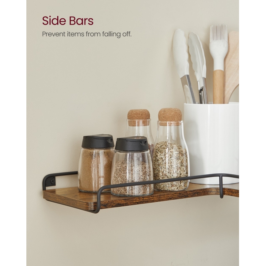 Set di 2 mensole da parete SHELFY 40x10x29 cm marrone/nero