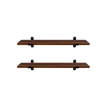 Set di 2 mensole da parete SHELFY marrone/nero